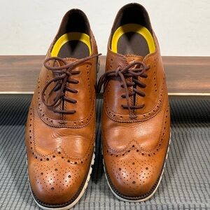 Cole Haan Tan Leather Brogue Oxfords